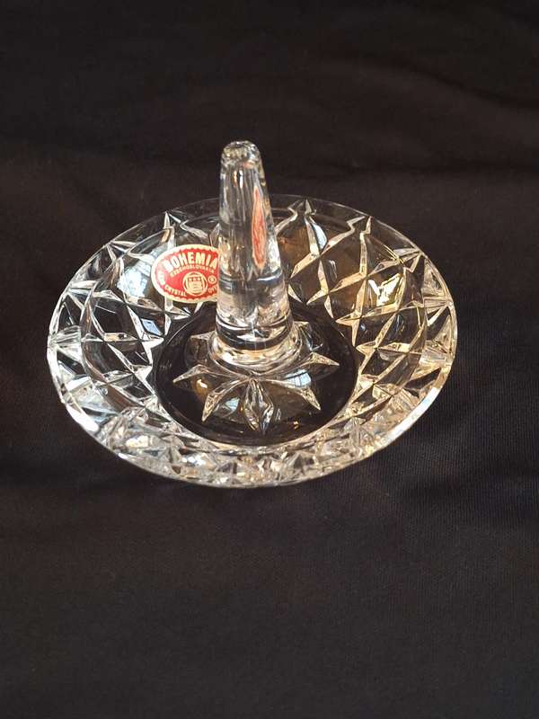 Vintage Bohemian Crystal Dressing Table Ring Holder