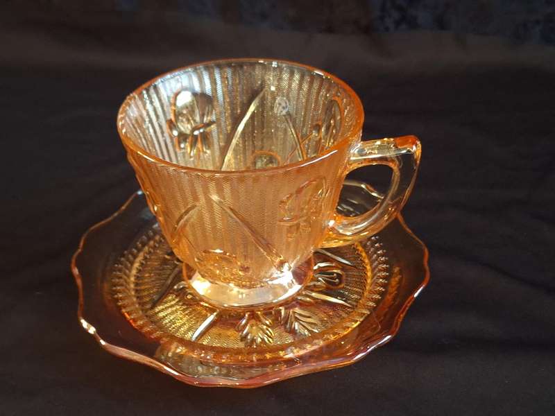 Stunning Vintage Carnival Pressed Glass Duo - A.