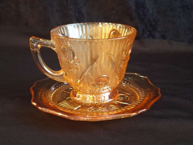 Stunning Vintage Carnival Pressed Glass Duo - B.