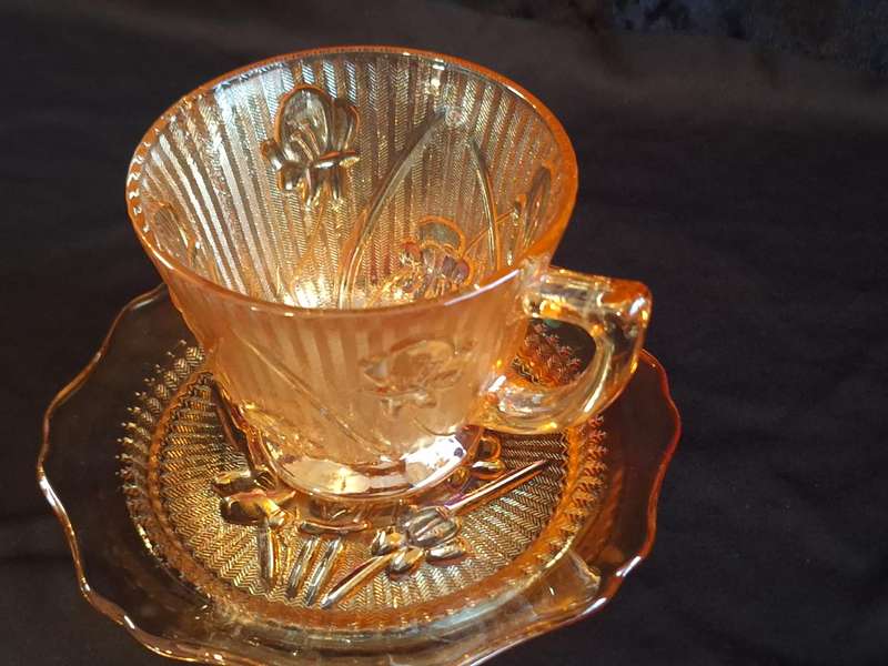 Stunning Vintage Carnival Pressed Glass Duo - C.