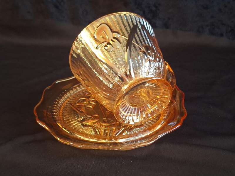 Stunning Vintage Carnival Pressed Glass Duo - C.