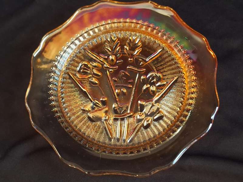 Stunning Vintage Carnival Pressed Glass Duo - D.