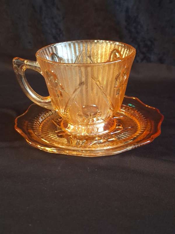 Stunning Vintage Carnival Pressed Glass Duo - E.