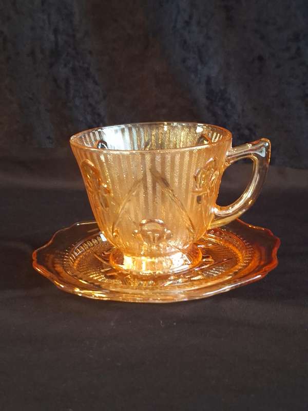 Stunning Vintage Carnival Pressed Glass Duo - E.