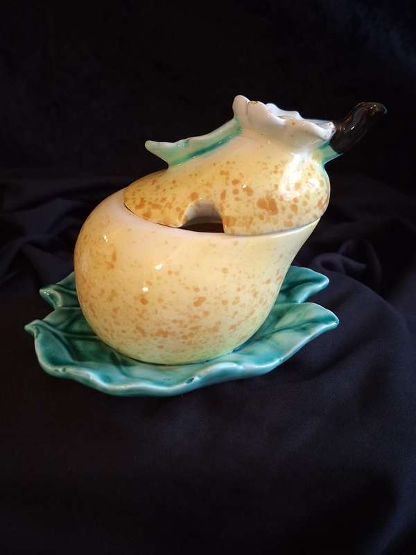 Stunning Vintage Italian Ceramic Pear Jam Pot.
