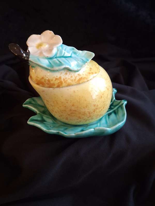Stunning Vintage Italian Ceramic Pear Jam Pot.