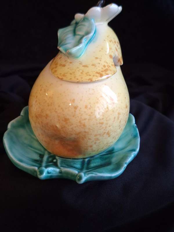 Stunning Vintage Italian Ceramic Pear Jam Pot.