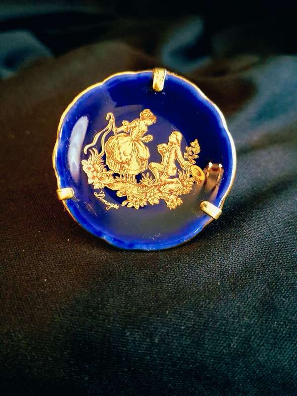 Beautiful Vintage Limoges France Miniature Plate with stand - A.