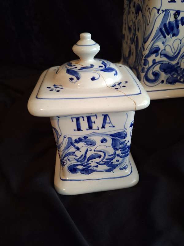 Beautiful Vintage Italian Mancioli Pottery Canisters - (Some Damage)