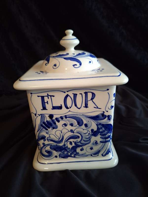 Beautiful Vintage Italian Mancioli Pottery Canisters - (Some Damage)