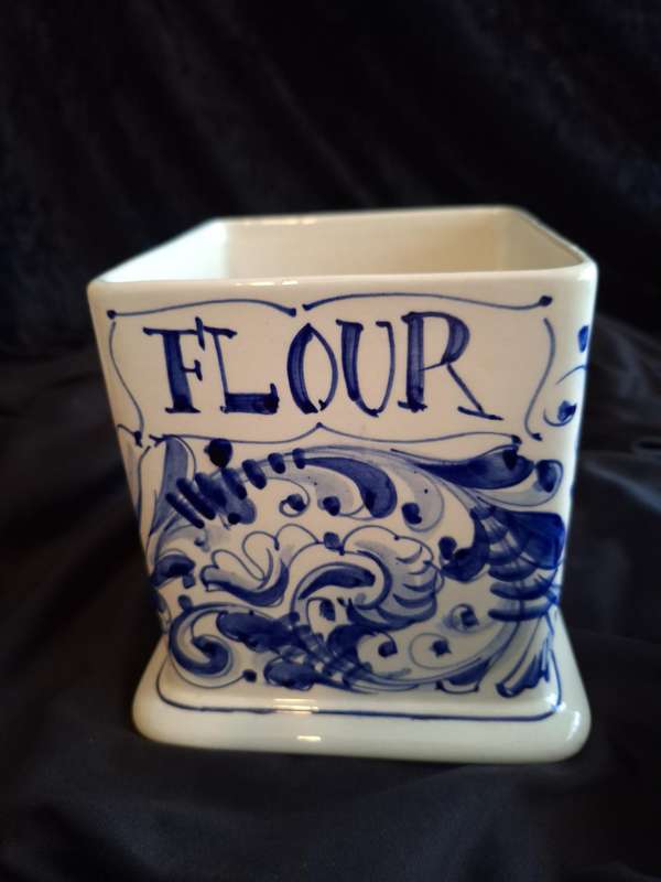 Beautiful Vintage Italian Mancioli Pottery Canisters - (Some Damage)