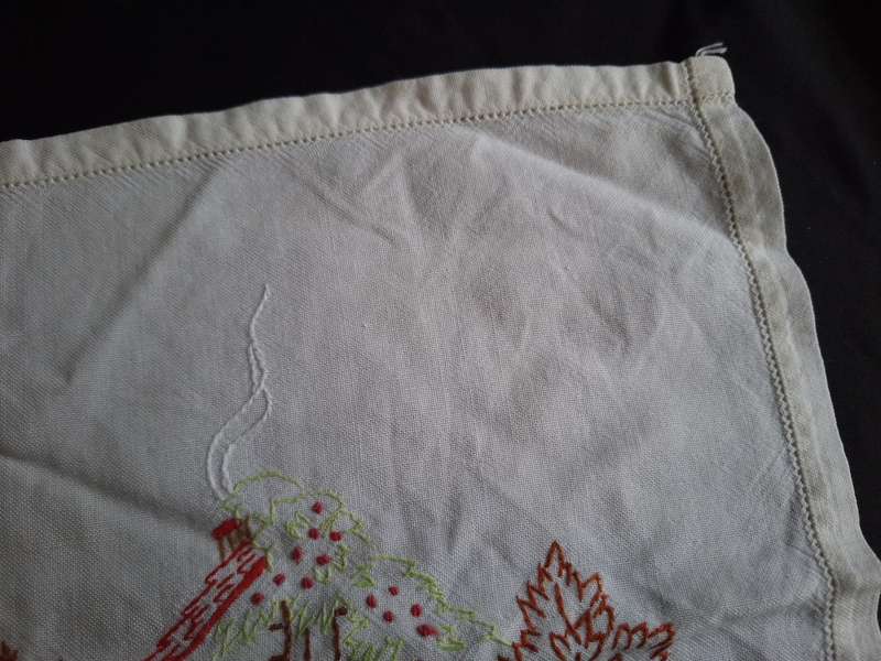Beautiful Vintage Embroidered Tray Cloth - C.