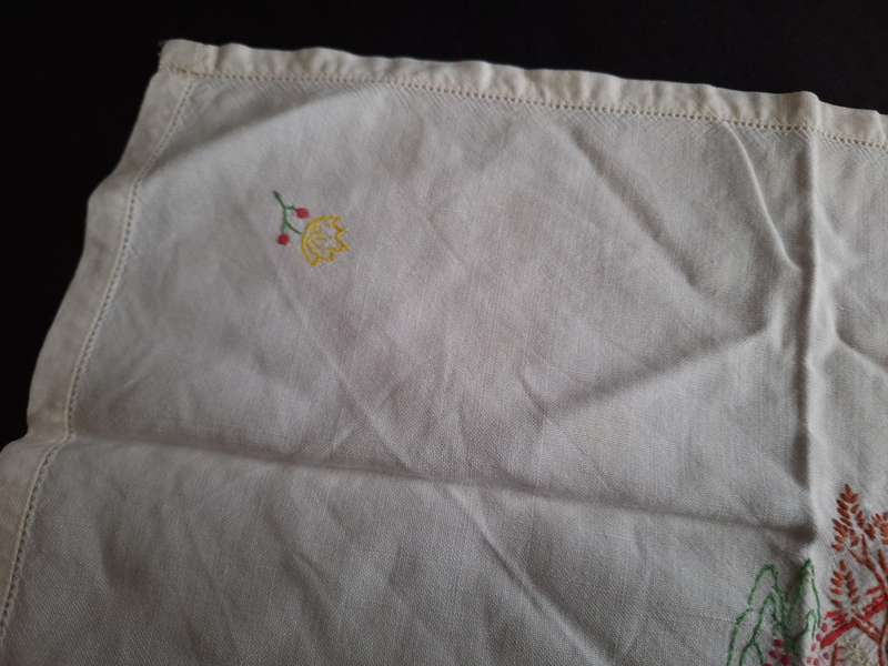 Beautiful Vintage Embroidered Tray Cloth - C.