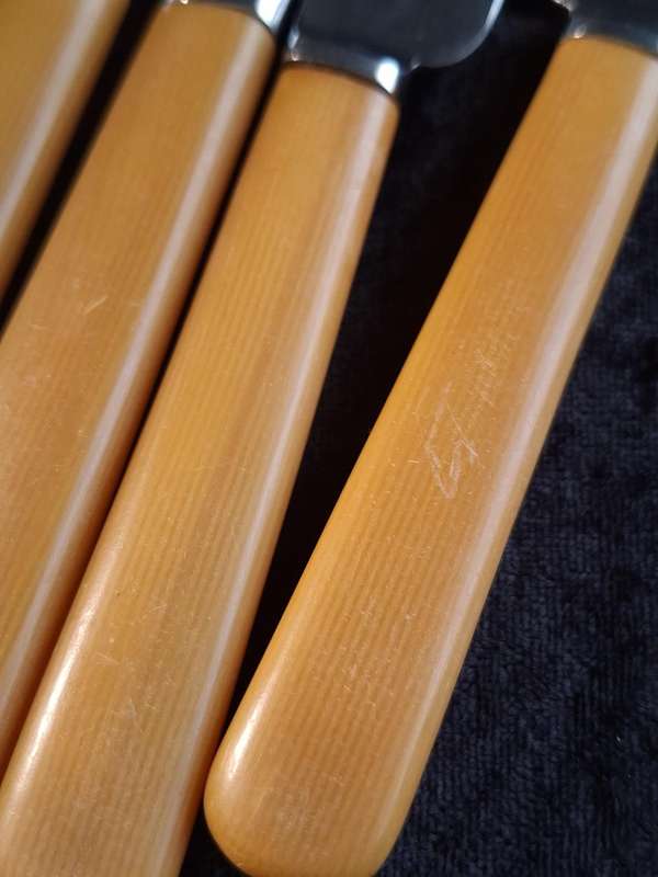 Vintage Set of 6 Firth's Sheffield Stainless-Steel Dinner Knifes (Faux Bone Handles)