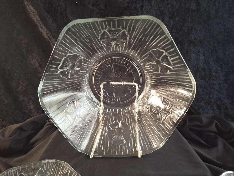Beautiful Vintage Italian Pressed Glass Dessert Set.