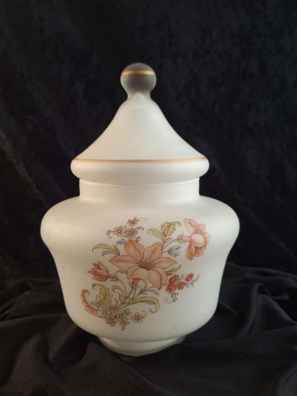 Stunning Vintage Italian Empoli Satin Glass Jar.