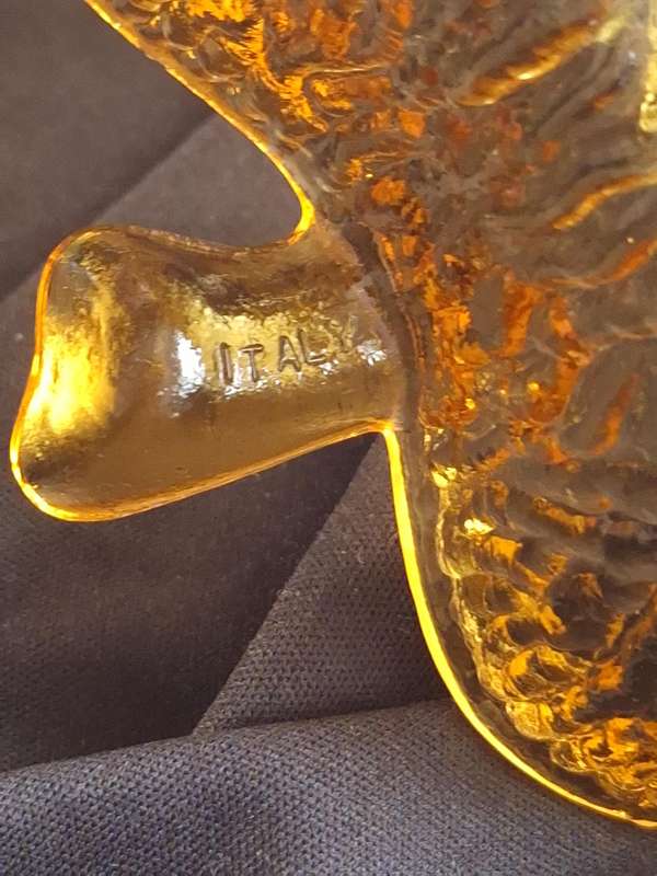 Beautiful Vintage Italian Amber Coloured Glass Dessert Set.