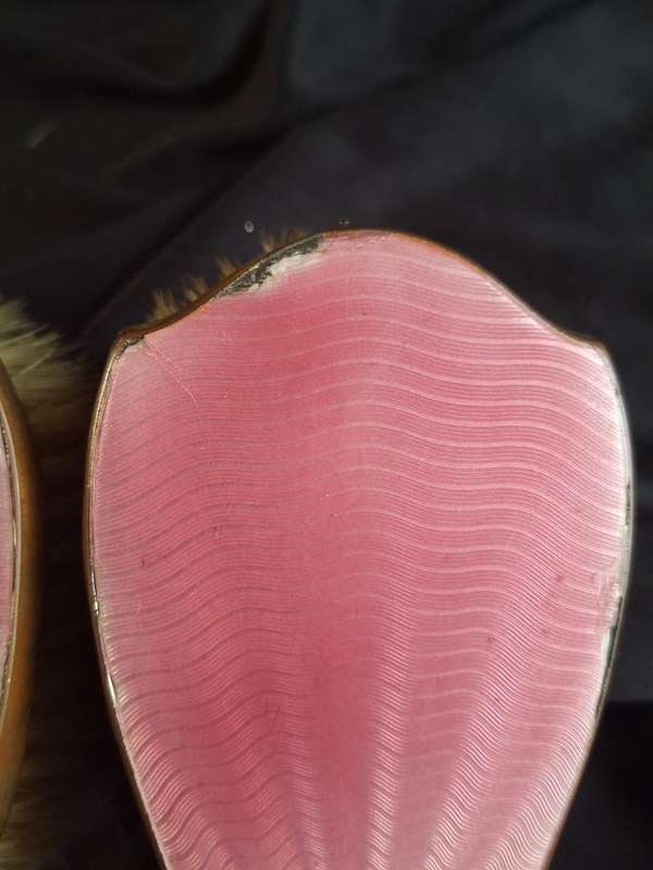 Beautiful Art-Deco Pink Enamel Dressing Table Set.