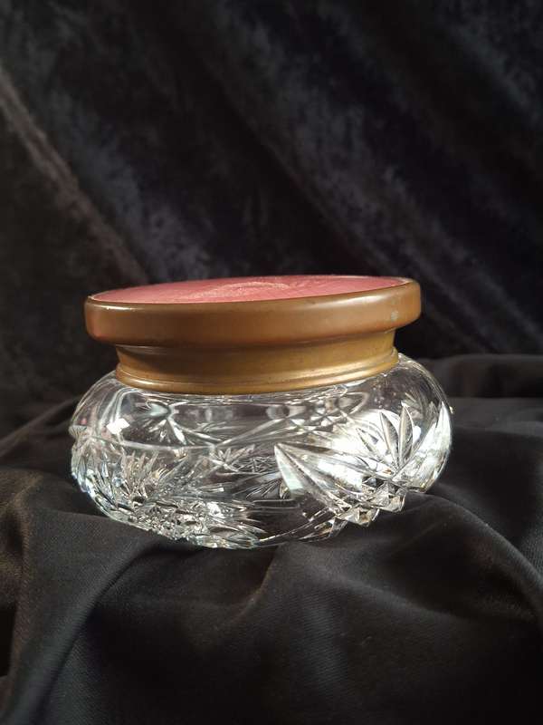Beautiful Art-Deco Pink Enamel and Crystal Dressing Table Trinket.