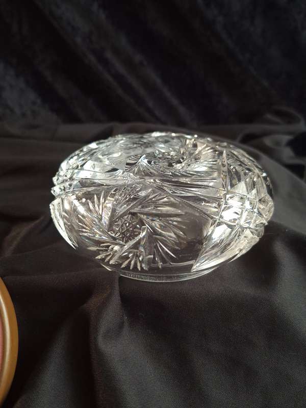 Beautiful Art-Deco Pink Enamel and Crystal Dressing Table Trinket.