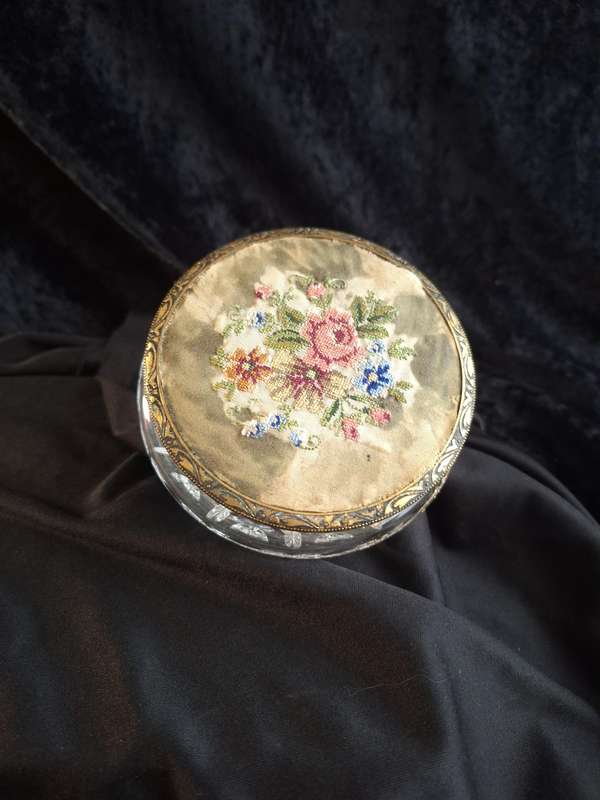 Stunning Vintage Petit Point Dressing Table Set.