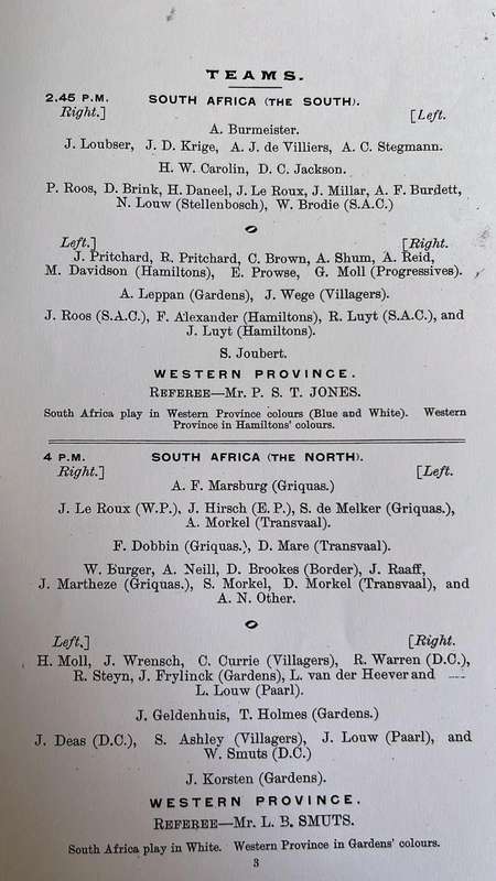 A Highly Sought After - 1906 Souvenir of the South African Rugby Team Programme, details below