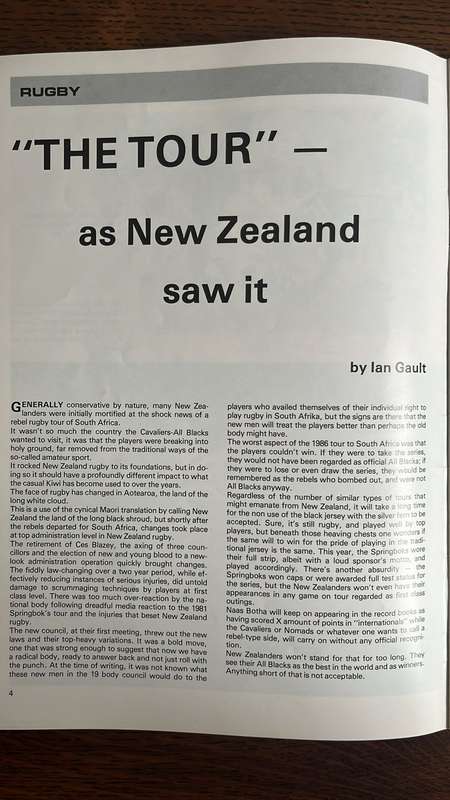 1986 Communico Magazine - New Zealand in South Africa & Pin, details below