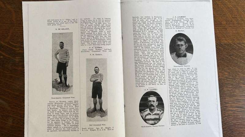 A Highly Sought After - 1906 Souvenir of the South African Rugby Team Programme, details below