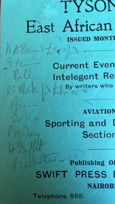 1929/30 South African Universities Rugby Tour of Kenya, Signed, details below