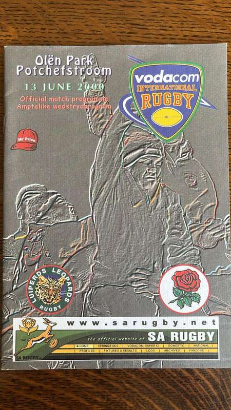 2000 Leopards vs England at Olën Park Programme, details below