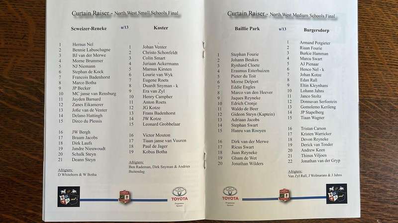 2012 SA Barbarians North vs England at Olën Park Programme, details below