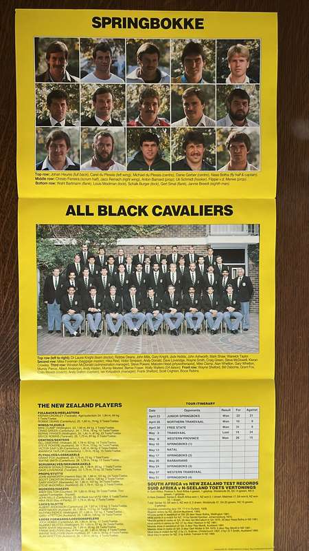 1986 New Zealand Cavaliers Tour to South Africa, 4 Test Yellow Pages Publications, details below