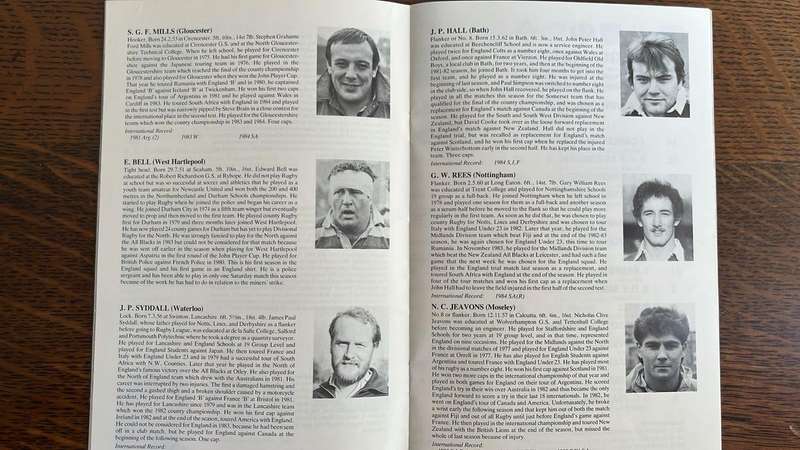 1984 England vs Presidents XV at Twickenham Programme, details below