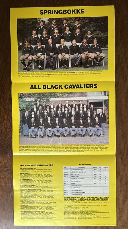 1986 New Zealand Cavaliers Tour to South Africa, 4 Test Yellow Pages Publications, details below