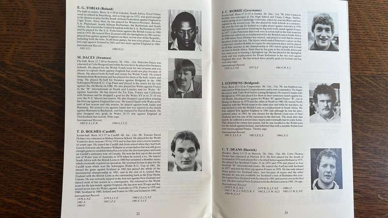 1984 England vs Presidents XV at Twickenham Programme, details below
