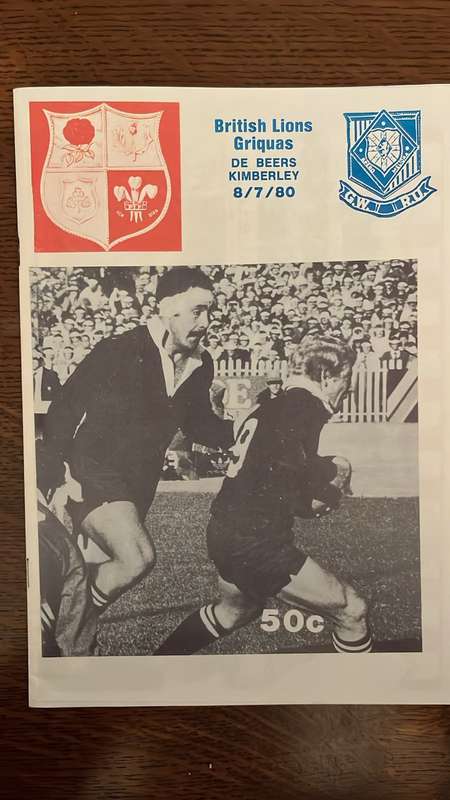 1980 British Lions vs Griquas Programme & A Very Interesting Curtain Raiser, see below