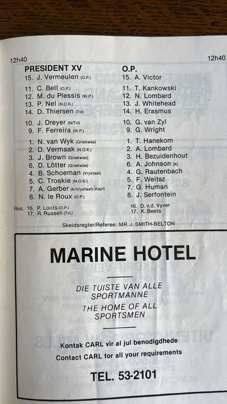 1984 England vs South Africa at Boet Erasmus Signed Programme, details below