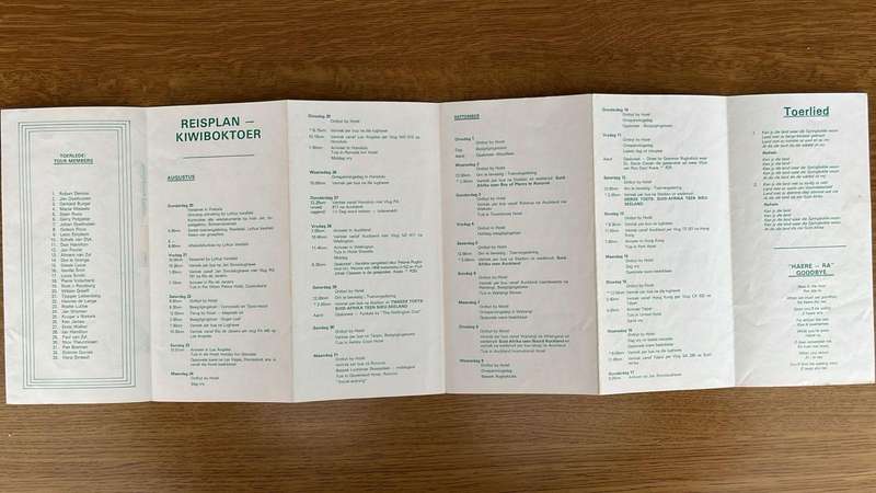 1981 KiwiBok Tour Itinerary, details below