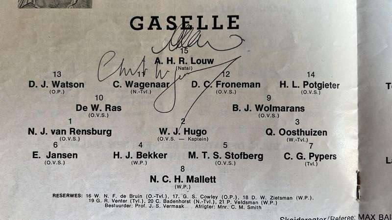 1976 Gazelles vs All Blacks at Boet Erasmus Stadium, Signed Programme, details below