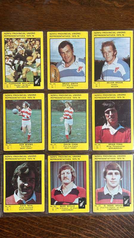 1975 New Zealand Rugby Union Cards, Complete Set, details below