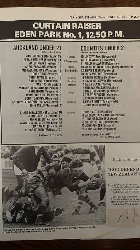 1981 "Flour Bomb"  3rd test at Eden Park Signed Programme, details below