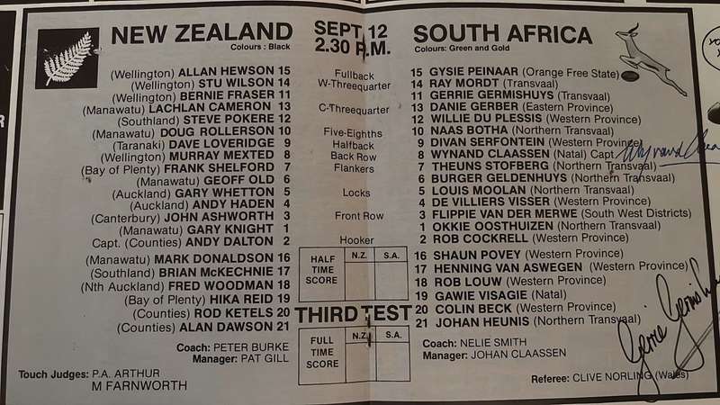 1981 "Flour Bomb"  3rd test at Eden Park Signed Programme, details below