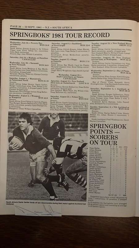 1981 "Flour Bomb"  3rd test at Eden Park Signed Programme, details below
