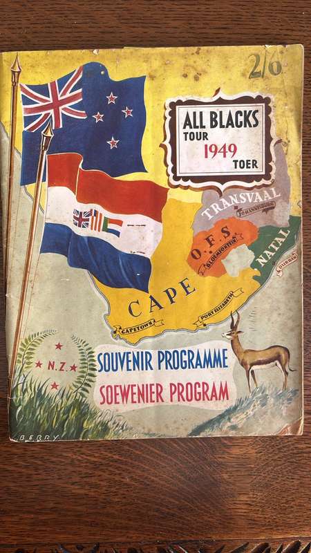 1949 All Blacks Tour to South Africa Programme, details below
