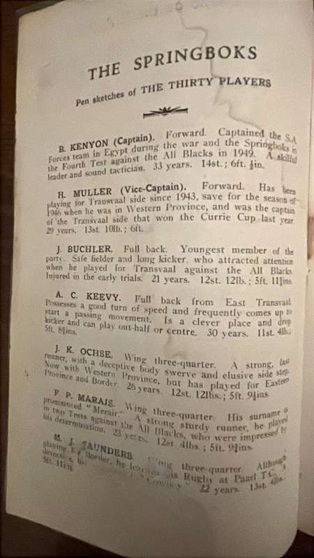 1951 Ireland vs South Africa at Lansdowne Signed & Inscribed Programme, details below