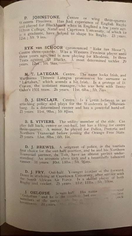 1951 Ireland vs South Africa at Lansdowne Signed & Inscribed Programme, details below