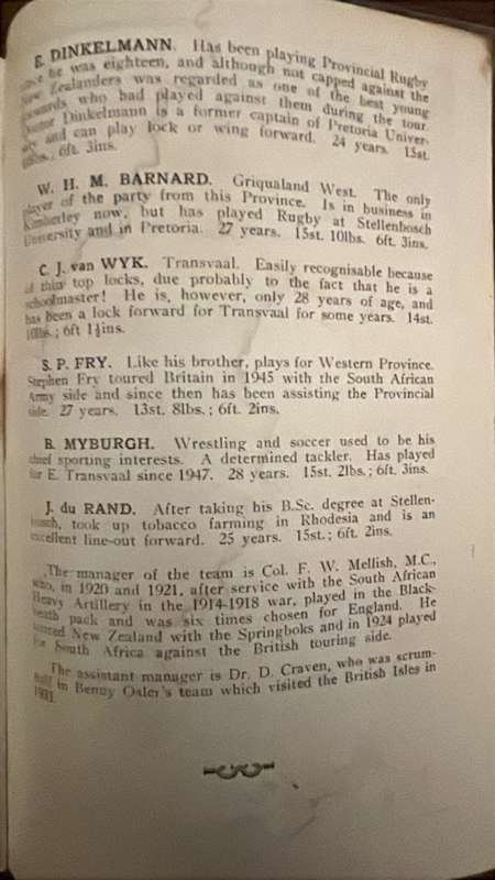 1951 Ireland vs South Africa at Lansdowne Signed & Inscribed Programme, details below