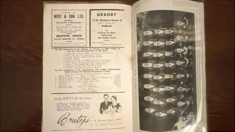 1951 Ireland vs South Africa at Lansdowne Signed & Inscribed Programme, details below