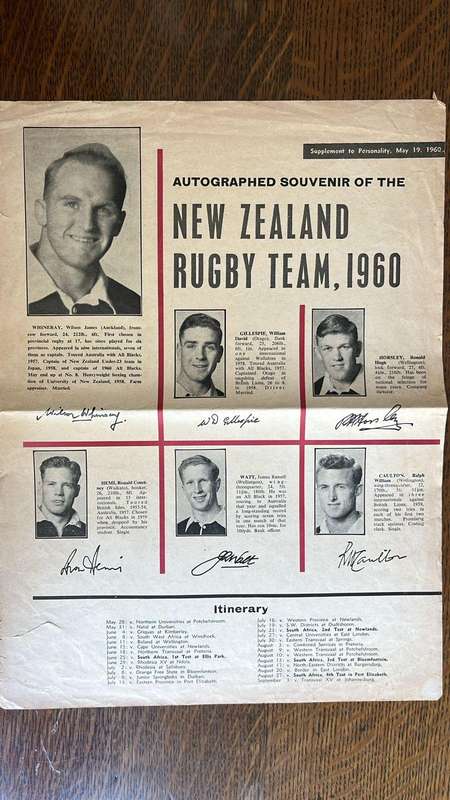 1960 All Blacks Signed Pen Pictures Souvenir, details below