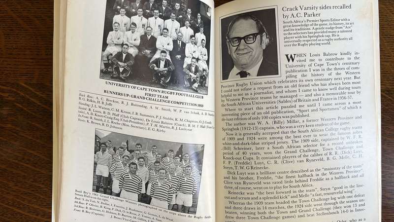 University of Cape Town Rugby Football Club Centenary Signed & Letter, details below